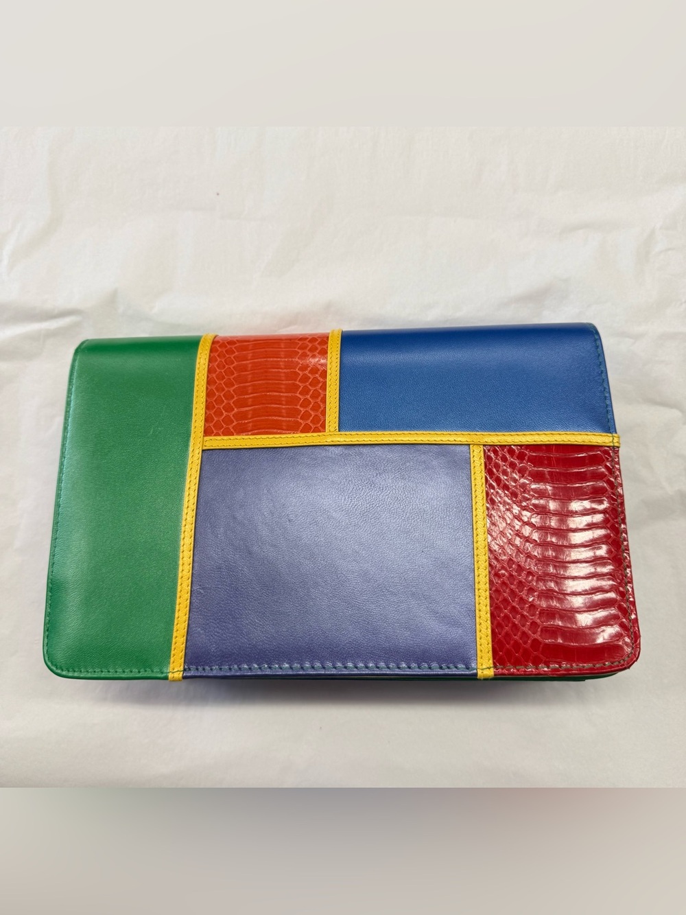 Vintage Fashion Influences Colorblock Crossbody Clutch Purse NWT Deadstock
